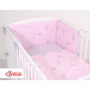 Double-sided bedding set 3-pcs - pink rabbits/gray