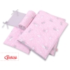 Double-sided bedding set 3-pcs - pink rabbits/gray