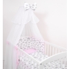Double-sided bedding set 5-pcs with mosquito-net - clouds gray/pink