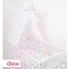 Double-sided bedding set 5-pcs with mosquito-net - clouds gray/pink