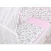 Double-sided bedding set 5-pcs with mosquito-net - clouds gray/pink