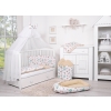 Double-sided bedding set 5-pcs with mosquito-net - foxes beige/beige