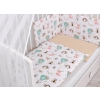 Double-sided bedding set 5-pcs with mosquito-net - foxes beige/beige