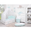 Double-sided bedding set 5-pcs with mosquito-net - lama mint/white