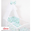 Double-sided bedding set 5-pcs with mosquito-net - lama mint/white