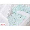 Double-sided bedding set 5-pcs with mosquito-net - lama mint/white