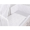 Double-sided bedding set 5-pcs with mosquito-net - mini gray stars/gray