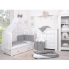 Double-sided bedding set 5-pcs with mosquito-net - mini stars white/white