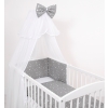 Double-sided bedding set 5-pcs with mosquito-net - mini stars white/white