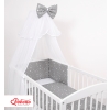 Double-sided bedding set 5-pcs with mosquito-net - mini stars white/white