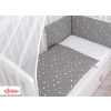 Double-sided bedding set 5-pcs with mosquito-net - mini stars white/white