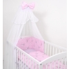 Double-sided bedding set 5-pcs with mosquito-net - pink rabbits/gray