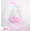 Double-sided bedding set 5-pcs with mosquito-net - pink rabbits/gray