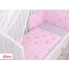 Double-sided bedding set 5-pcs with mosquito-net - pink rabbits/gray