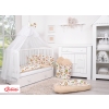 Double-sided bedding set 5-pcs with mosquito-net - sloths beige/beige
