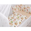 Double-sided bedding set 5-pcs with mosquito-net - sloths beige/beige
