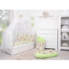 Double-sided bedding set 5-pcs with mosquito-net - sloths beige/green