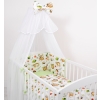 Double-sided bedding set 5-pcs with mosquito-net - sloths beige/green