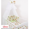 Double-sided bedding set 5-pcs with mosquito-net - sloths beige/green