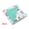 Double-sided car seat blanket - foxes beige/mint