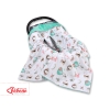 Double-sided car seat blanket - foxes beige/mint