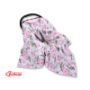 Double-sided car seat blanket - peony flower pink