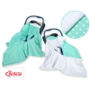 Double-sided car seat blanket- White dots on mint