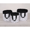 Double-sided toy basket L - Black stars/black