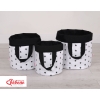 Double-sided toy basket L - Black stars/black