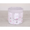 Double-sided toy basket L- Gray-pink stars/Gray