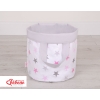 Double-sided toy basket L- Gray-pink stars/Gray