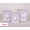 Double-sided toy basket L- Gray-pink stars/Gray