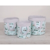 Double-sided toy basket L- mint rabbits/gray