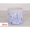 Double-sided toy basket M - blue-navy blue stars/Gray