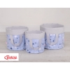 Double-sided toy basket M - blue-navy blue stars/Gray