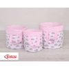 Double-sided toy basket M - clouds gray/pink
