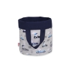 Double-sided toy basket M - gray rabbits/dark blue