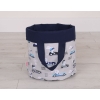 Double-sided toy basket M - gray rabbits/dark blue