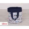 Double-sided toy basket M - gray rabbits/dark blue
