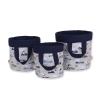 Double-sided toy basket M - gray rabbits/dark blue