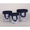 Double-sided toy basket M - gray rabbits/dark blue