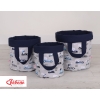 Double-sided toy basket M - gray rabbits/dark blue