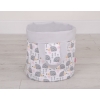 Double-sided toy basket M- hedgehogs gray/gray