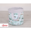 Double-sided toy basket M- mint rabbits/gray