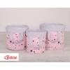 Double-sided toy basket M - navy blue stars/Gray