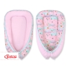 Doublesided Babynest - moons pink/pink