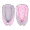 Doublesided Babynest- pink rabbits/gray