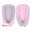 Doublesided Babynest- pink rabbits/gray