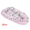 Doublesided Babynest with a ruffle - peony flower pink/pink