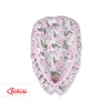 Doublesided Babynest with a ruffle - peony flower pink/pink